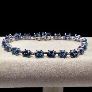Sterling Silver London Blue Topaz Bracelet 7” 11.9gms 5.5mm New